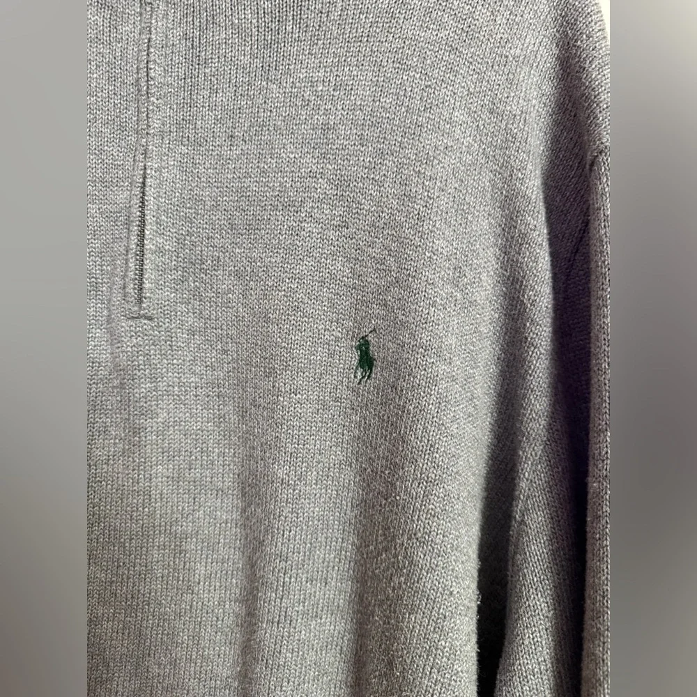 Polo Ralph Lauren Mens 1/4 Zip Pullover Sweater Gray W/ Green Pony Size 3XLT